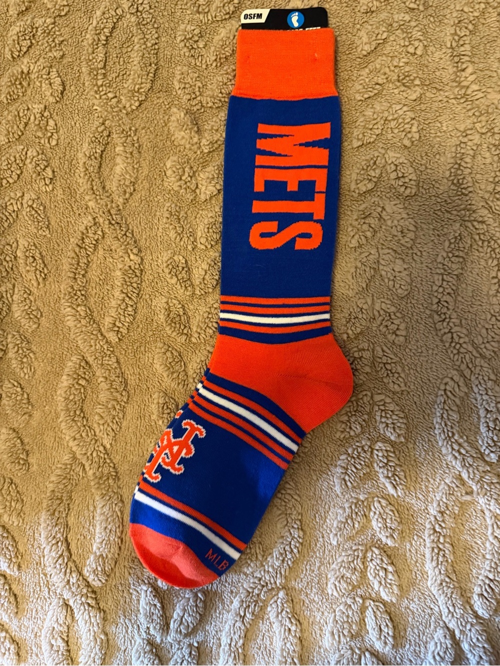 MLB New York Mets Royal Blue & Orange Crew Socks with Team Logo